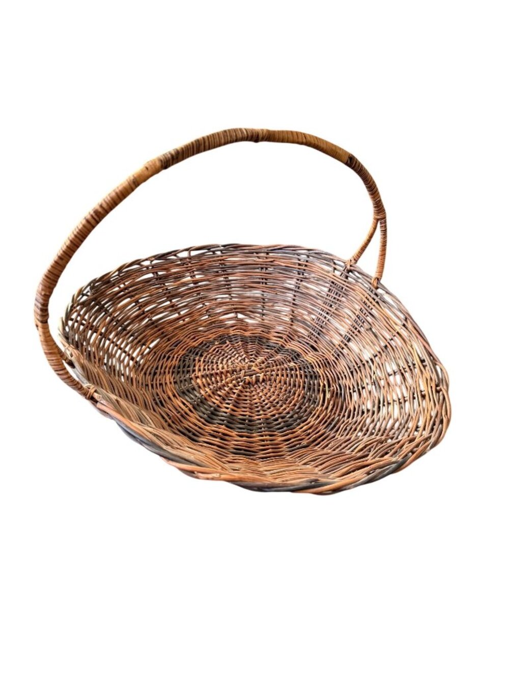 Handwoven Wicker Gathering Basket with Handle